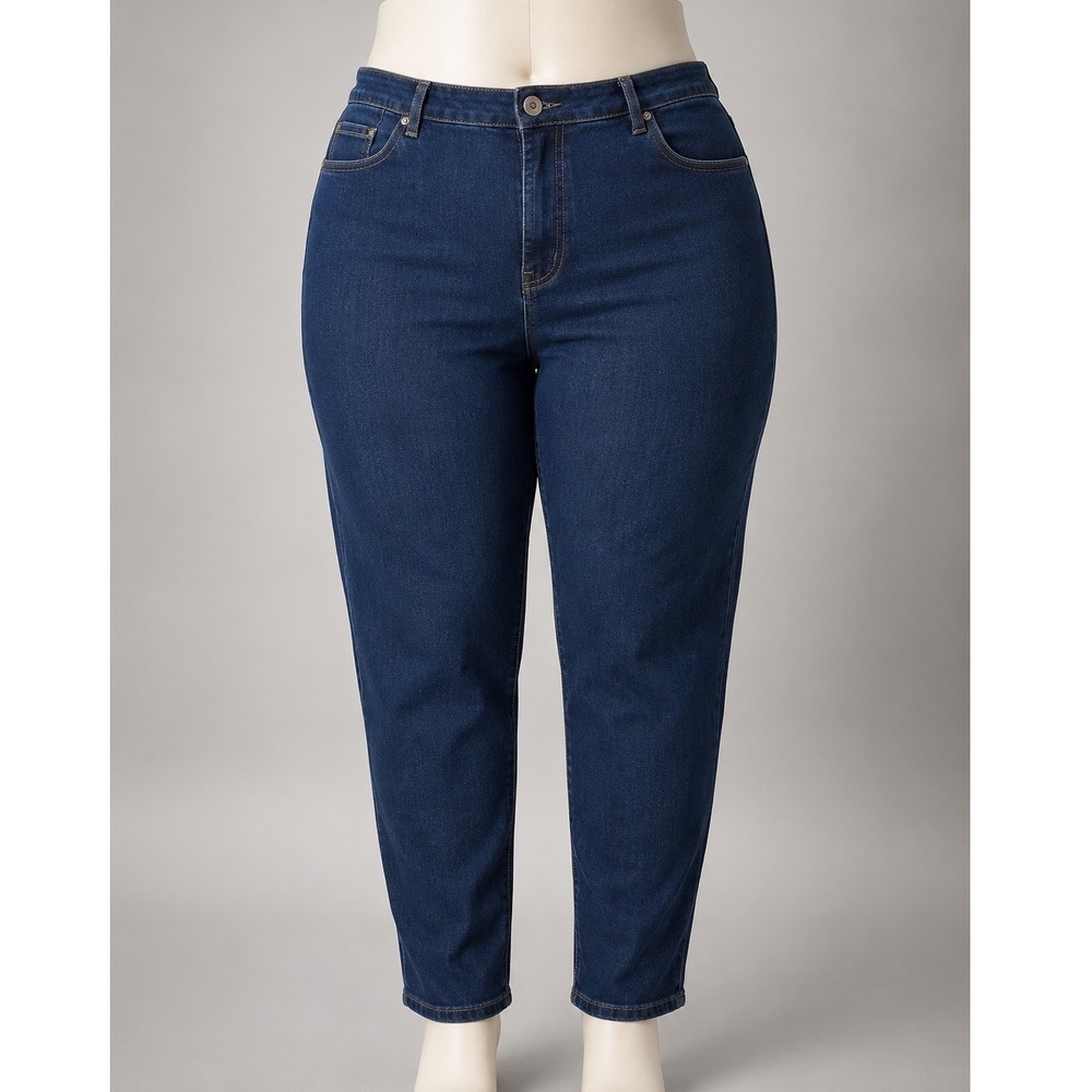 Eloquii Women's Size 24 Dark Wash Skinny Jeans High Rise Stretch Luxury Denim